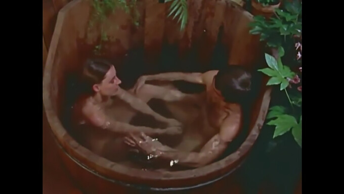 Redhead Beauty Gives A Classic Blowjob In A Wooden Tub