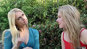 สาวบลอนด์ Lilly Lit และ Sarah Vandella แบ่งปัน Threesome ในถุงน่อง